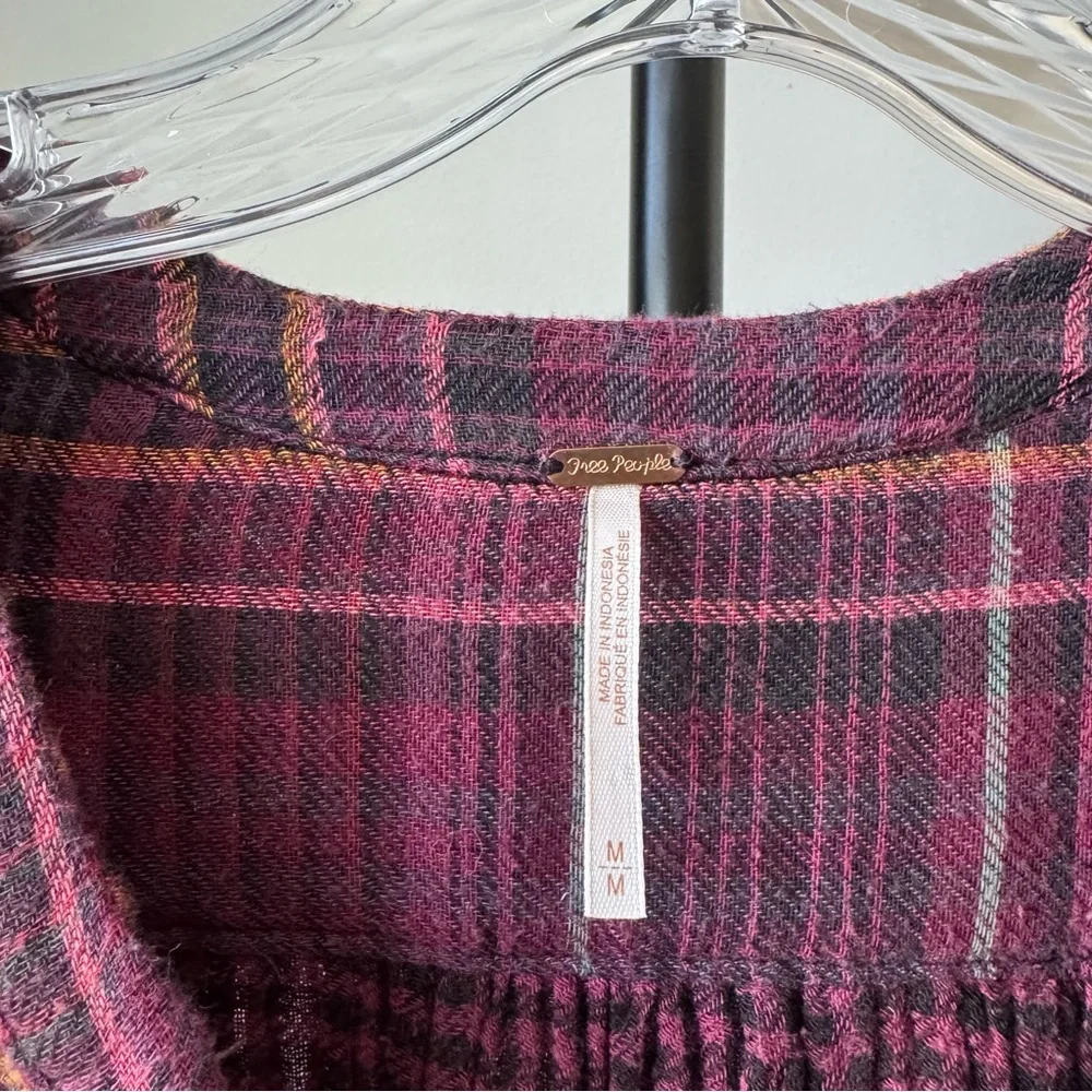 Free People Plaid Slouchy Oversized Top - Picture 6 of 11